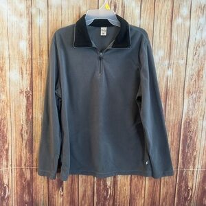 Hang Ten Men’s Gray Fleece Pullover Sweater Half-Zip Long Sleeve Size Small
